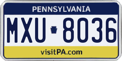 PA license plate MXU8036