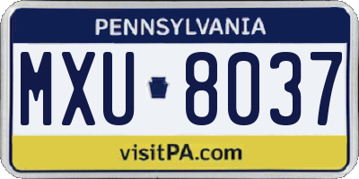 PA license plate MXU8037