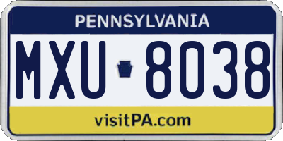 PA license plate MXU8038