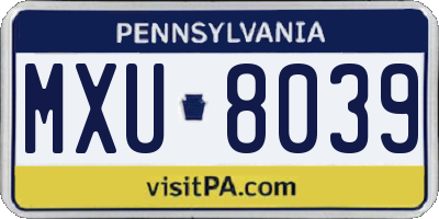 PA license plate MXU8039
