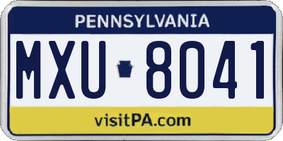PA license plate MXU8041