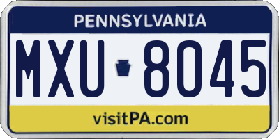 PA license plate MXU8045
