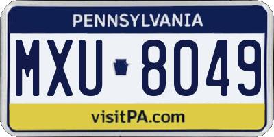 PA license plate MXU8049