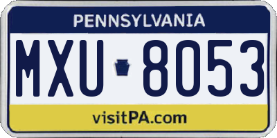 PA license plate MXU8053