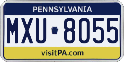 PA license plate MXU8055