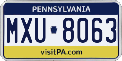 PA license plate MXU8063