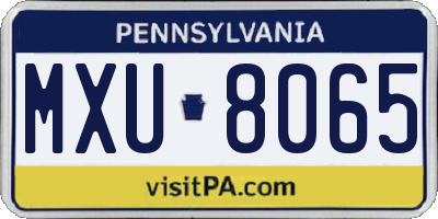 PA license plate MXU8065