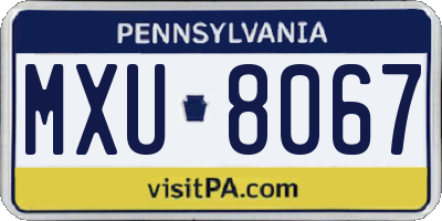 PA license plate MXU8067