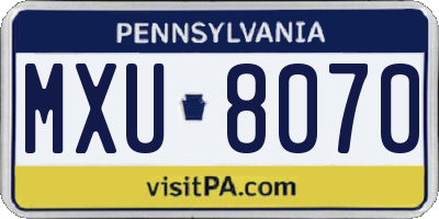 PA license plate MXU8070