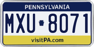 PA license plate MXU8071