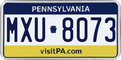 PA license plate MXU8073