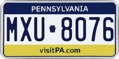 PA license plate MXU8076