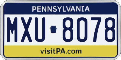 PA license plate MXU8078