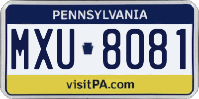 PA license plate MXU8081