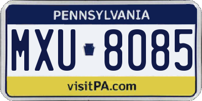 PA license plate MXU8085