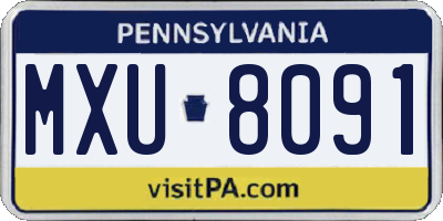 PA license plate MXU8091