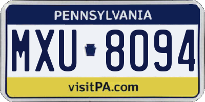 PA license plate MXU8094