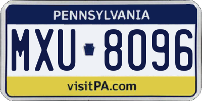PA license plate MXU8096