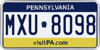 PA license plate MXU8098