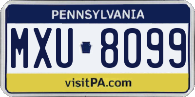 PA license plate MXU8099