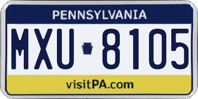 PA license plate MXU8105