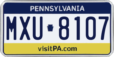 PA license plate MXU8107