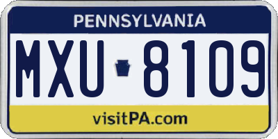 PA license plate MXU8109