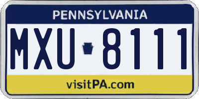PA license plate MXU8111