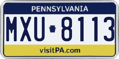 PA license plate MXU8113