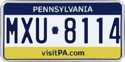 PA license plate MXU8114