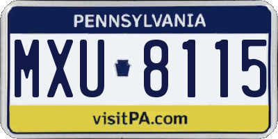 PA license plate MXU8115