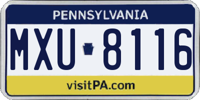 PA license plate MXU8116