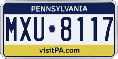 PA license plate MXU8117