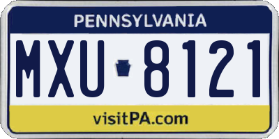 PA license plate MXU8121