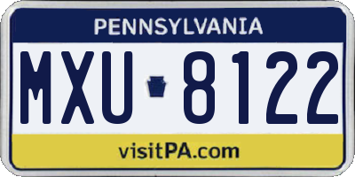 PA license plate MXU8122