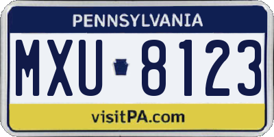 PA license plate MXU8123