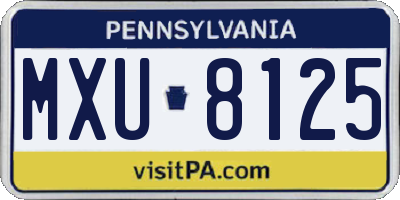 PA license plate MXU8125