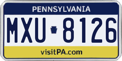 PA license plate MXU8126