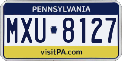 PA license plate MXU8127