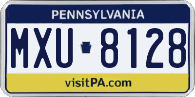 PA license plate MXU8128