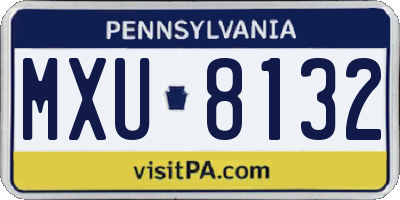 PA license plate MXU8132
