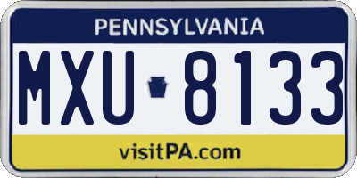 PA license plate MXU8133