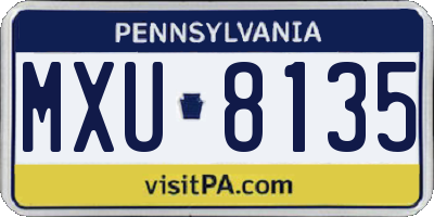 PA license plate MXU8135