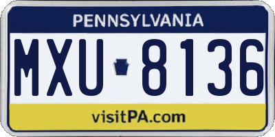 PA license plate MXU8136