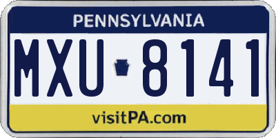 PA license plate MXU8141