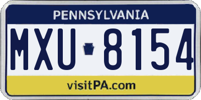 PA license plate MXU8154
