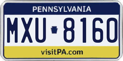PA license plate MXU8160