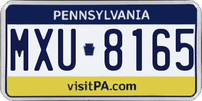PA license plate MXU8165