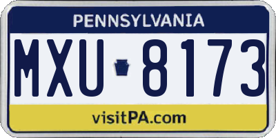 PA license plate MXU8173