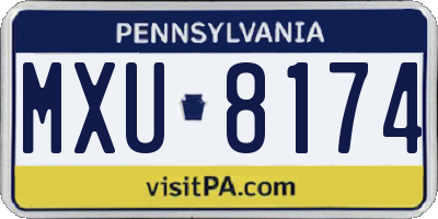 PA license plate MXU8174